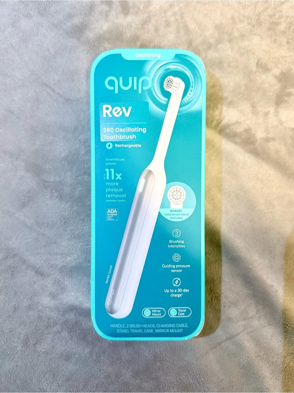 quip Rev Rechargeable Electric Toothbrush - Silver Cloud